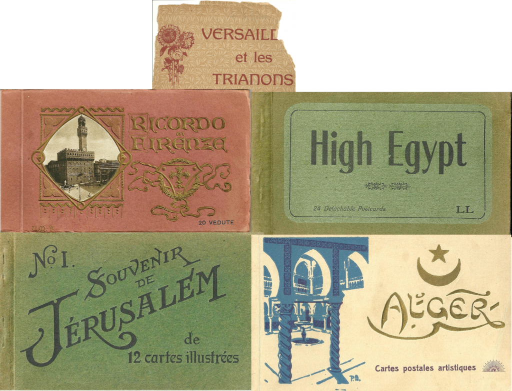 Vintage postcard books together